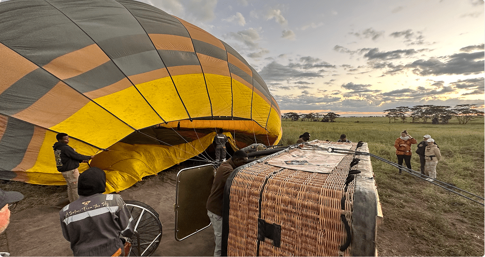 Inden opstigning med luftballon på Serengeti