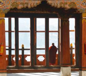 Munk i tempel i Punakha 
