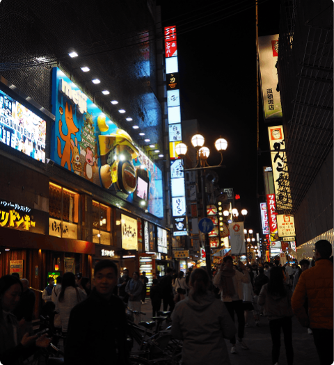 Osakas neonlys om aftenen