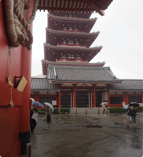 Senso-ji templet i Japan set forfra