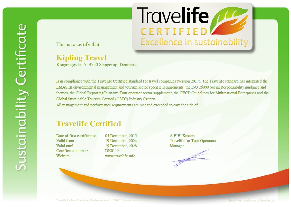 Travellife certificering Kipling Travel